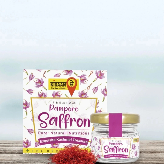 KisaanSay Kashmiri Saffron/Kesar/Keshar, 1gram, Premium Pack - A++ Grade, Saffron for pregnant women, Pooja rituals & Food aroma,baby saffron,saffron original kashmiri