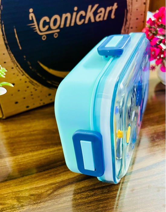 Holographic Bento Lunch Box for Kids - 700ml-Without Personalised Name Engraving / Blue