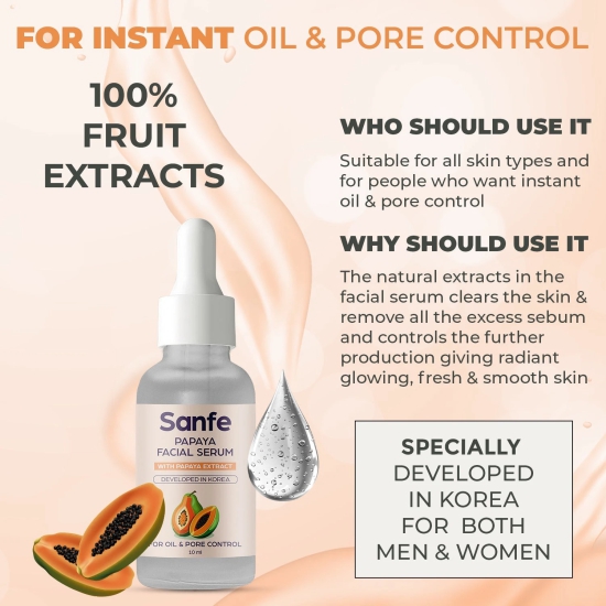 Sanfe Instant Oil Control Papaya Facial Serum - 10ml-Sanfe Instant Oil Control Papaya Facial Serum - 10ml