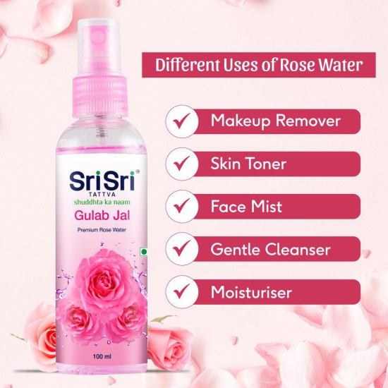 Sri Sri Tattva Gulab Jal - Premium Rose Water, 100 ml (Spray Bottle)