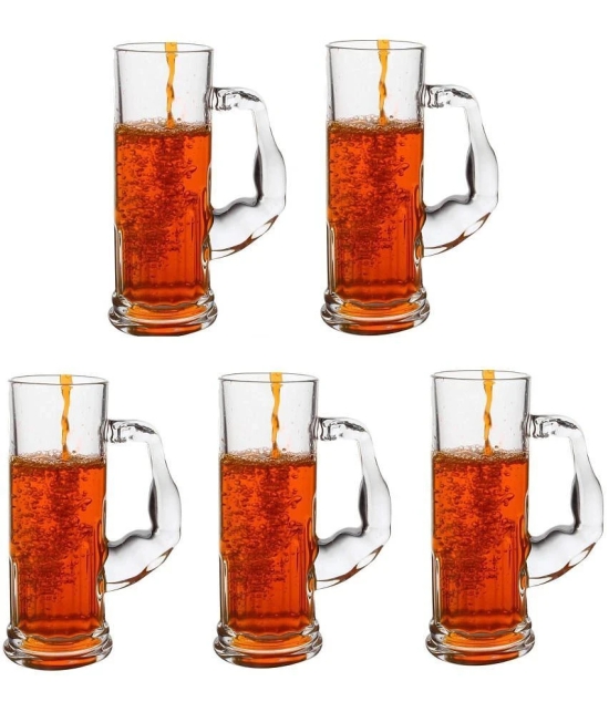 Somil Beer Mug Glasses Set,  600 ML - (Pack Of 5)