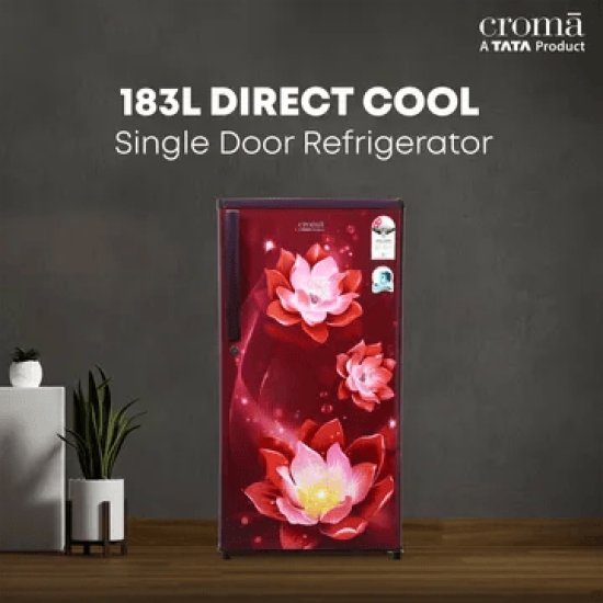 Croma 183 Litres 2 Star Direct Cool Single Door Refrigerator with Anti-Fungal Door Gasket (Rosalind Wine)