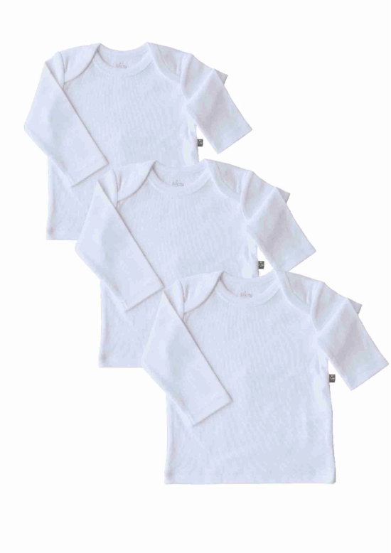 3pc Combo Pack White Long Sleeve Top (100% Cotton Interlock Biowash)