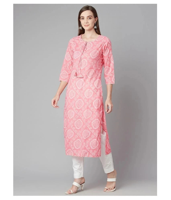 Divena - Pink Cotton Womens Straight Kurti - XXL