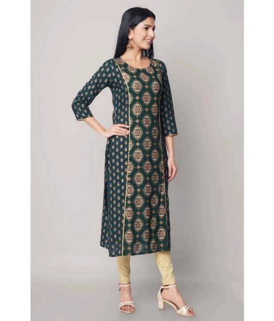 GOD BLESS - Green Rayon Womens Straight Kurti ( Pack of 1 ) - None