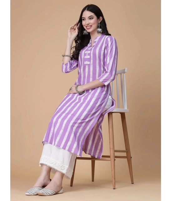 GOD BLESS Cotton Striped Straight Womens Kurti - Purple ( Pack of 1 ) - None