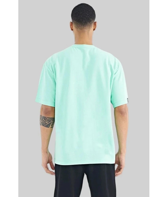 AKTIF Cotton Blend Oversized Fit Solid Half Sleeves Mens T-Shirt - Mint Green ( Pack of 1 ) - None