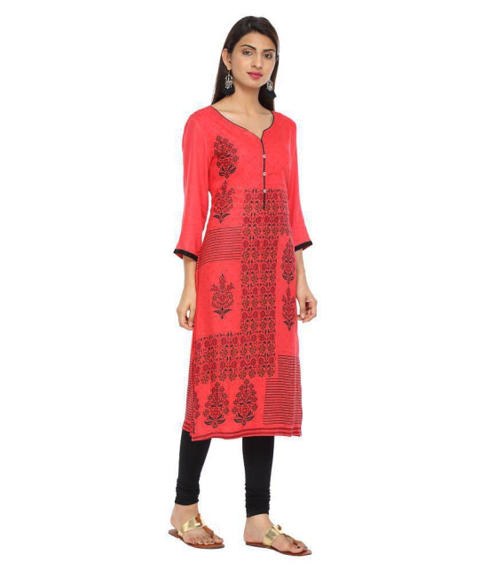 Alena Red Rayon Straight Kurti - M