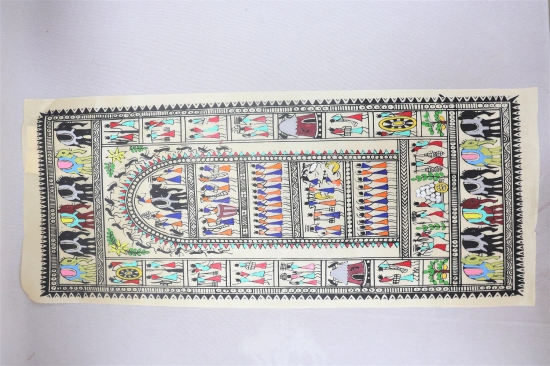 Pattachitra T Silk Tribal Dance Blu 20*9