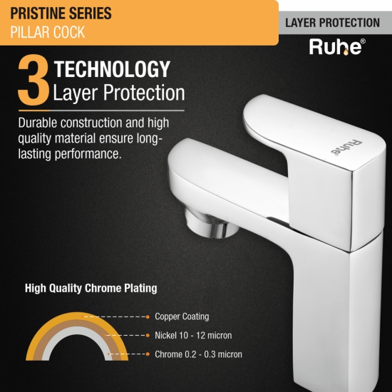 Pristine Pillar Tap Brass Faucet- by Ruhe®