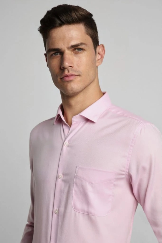 Men Pink Slim Fit Formal Full Sleeves Formal Shirt