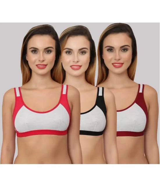 Kiran Enterprises Multicolor Cotton Non Padded Womens T-Shirt Bra ( Pack of 3 ) - None