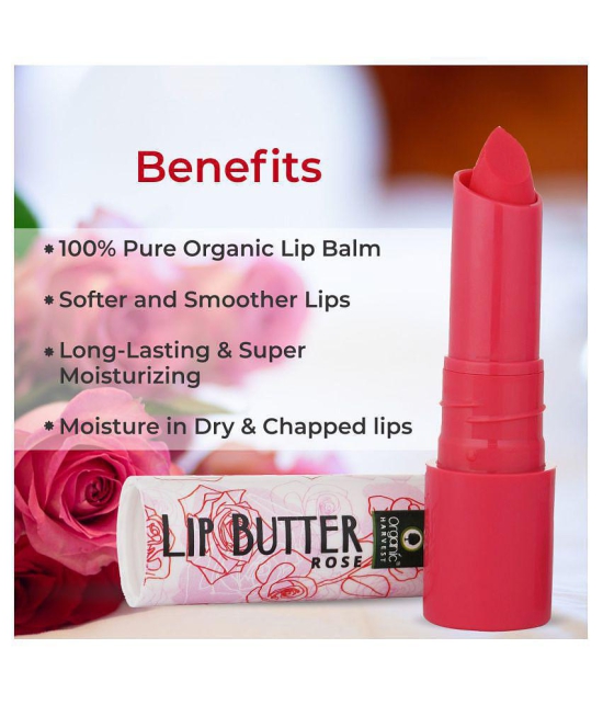 Organic Harvest Rose Lip Butter Enriched With Vitamin E & Benefits Of Mango Butter, For Dark Lips to Lighten, for Dry & Chapped Lips - 4 gm