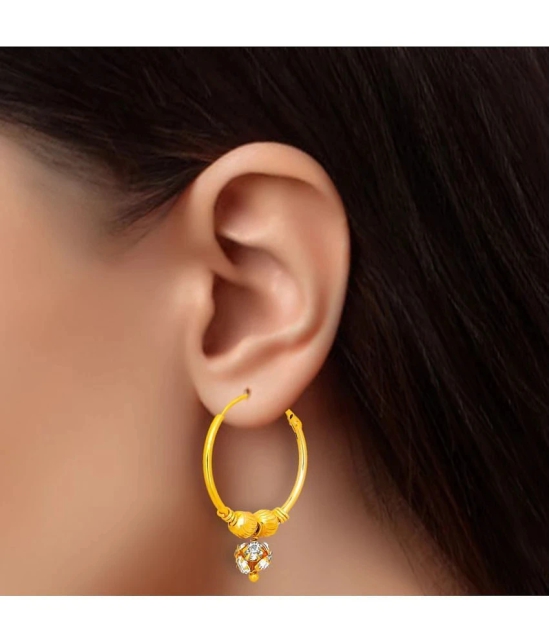 LUV FASHION Golden Hoops Earrings ( Pack of 1 ) - Golden