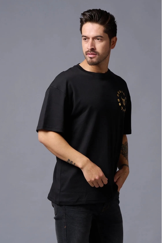 Chinese DEVIL (Gold Foil Print) Black Oversized T-Shirt for Men XXL