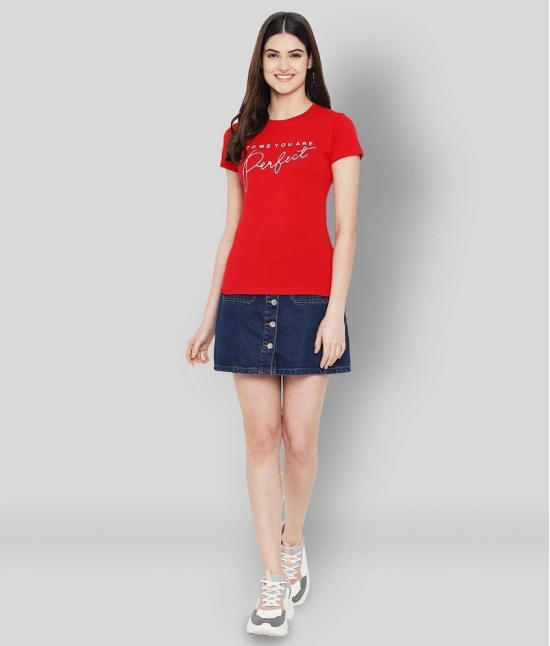 Fabflee Cotton Red T-Shirts - Single - XL