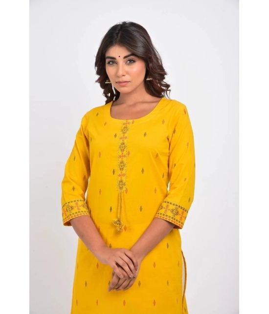 Swasti - Yellow Cotton Womens Straight Kurti ( Pack of 1 ) - None