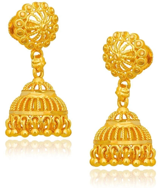 LUV FASHION Golden Jhumki Earrings ( Pack of 1 ) - Golden