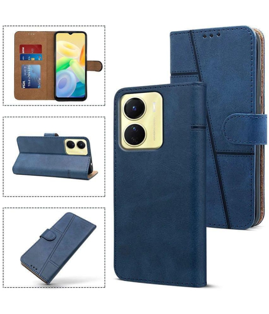 NBOX - Blue Flip Cover Artificial Leather Compatible For Vivo T2x 5G ( Pack of 1 ) - Blue