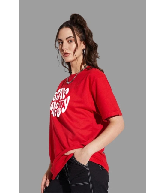 Leotude - Red Cotton Blend Oversized Womens T-Shirt ( Pack of 1 ) - None