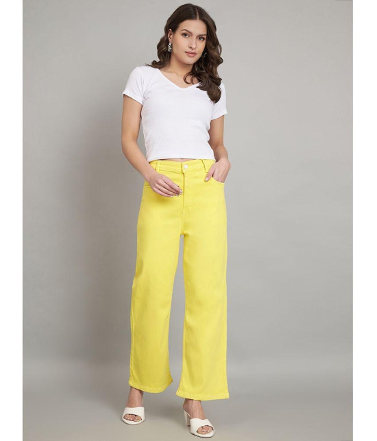 AngelFab - Yellow Denim Flared Women''s Jeans ( Pack of 1 ) - None