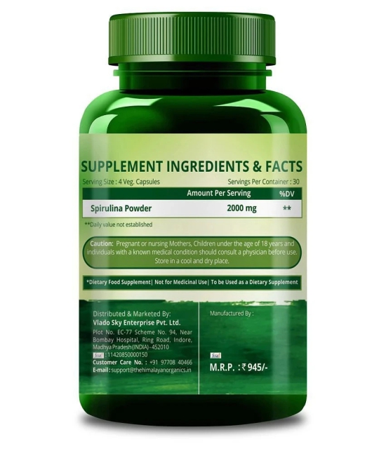 Himalayan Organics Spirulina - 2000mg - 120 Veg Capsules