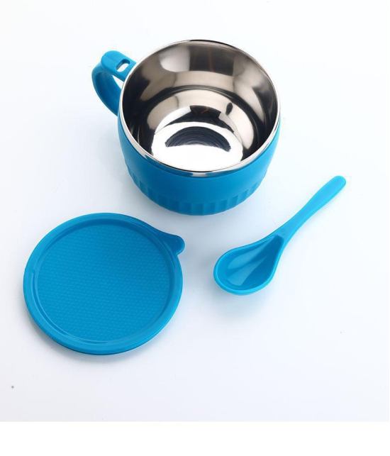 HOMETALES - PET Soup Bowl with Spoon & Folk, Pack of 2 (650 ml Each), Blue - Blue