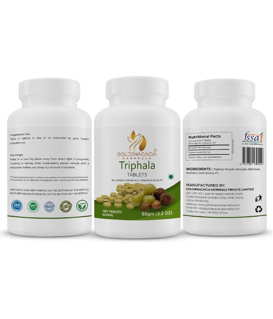 GOLDENACACIA HERRBALS Triphala 500mg 180 Tablets 1 no.s