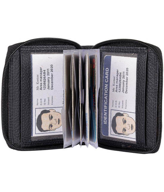 Tough Black Pure Leather Card Holder Wallet - Black