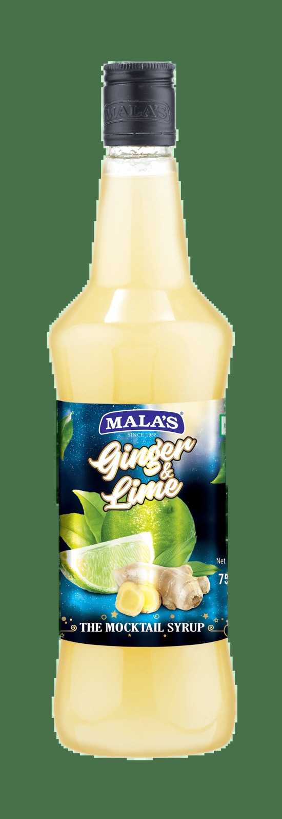 Malas Ginger & Lime Cordial Syrup 750 ml for Mocktail & Cocktail