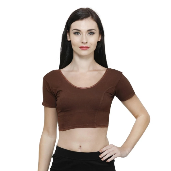 Vami Women's Cotton Stretchable Readymade Blouses - Chocolate Truffle M