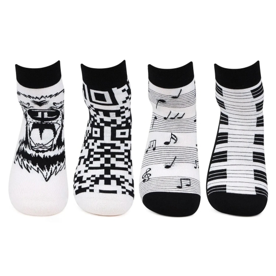 Men's Black and White Casual Designer Socks -Pack Of 4