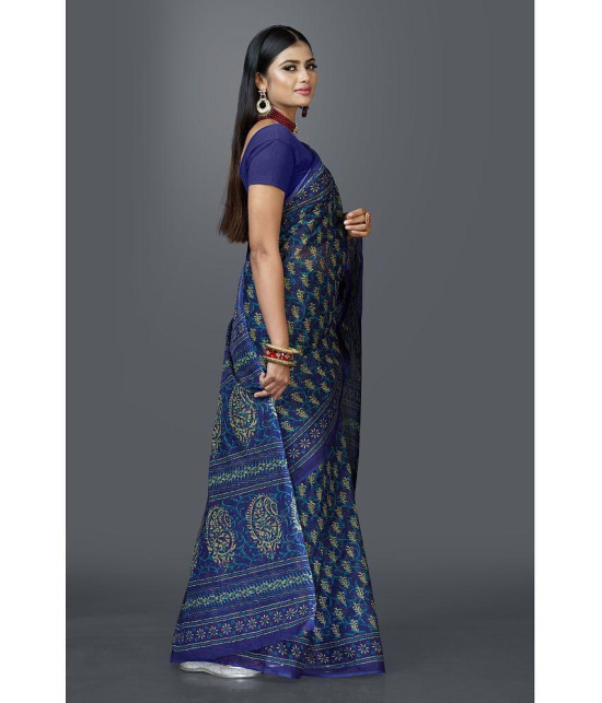 SHANVIKA - Blue Cotton Saree Without Blouse Piece ( Pack of 1 ) - Blue