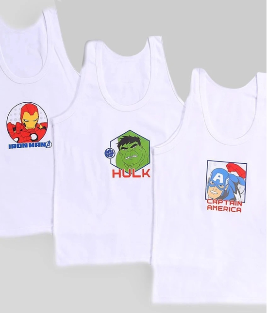 Bodycare Kids Boys White Avengers Printed Vest Pack Of 3 - None