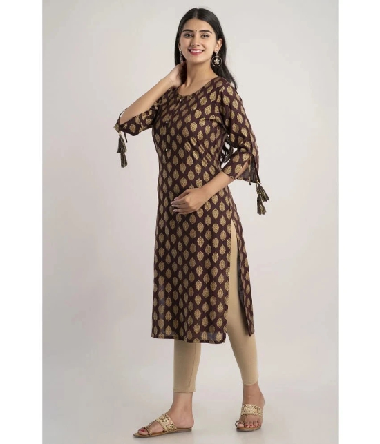 MAUKA - Brown Rayon Womens Straight Kurti ( Pack of 1 ) - None