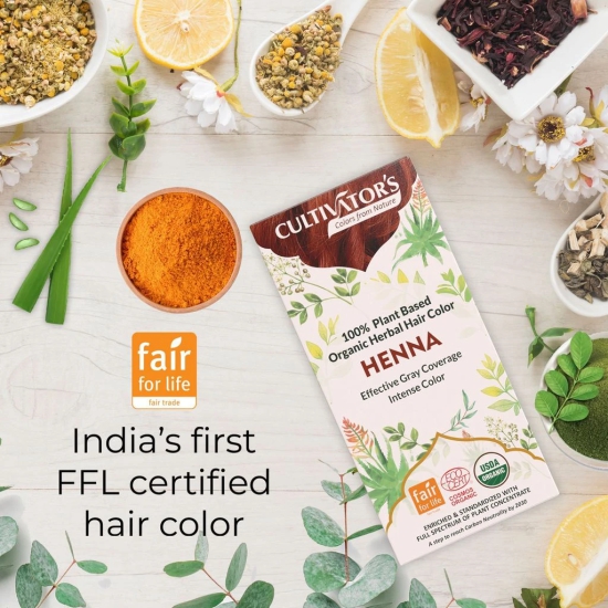 Cultivators Organic Hair Colour - Henna Powder for Women and Men - Ammonia Free Henna Powder - Organic Henna Powder for Hair  - Natural Henna Without Chemical, (Henna) - 100g