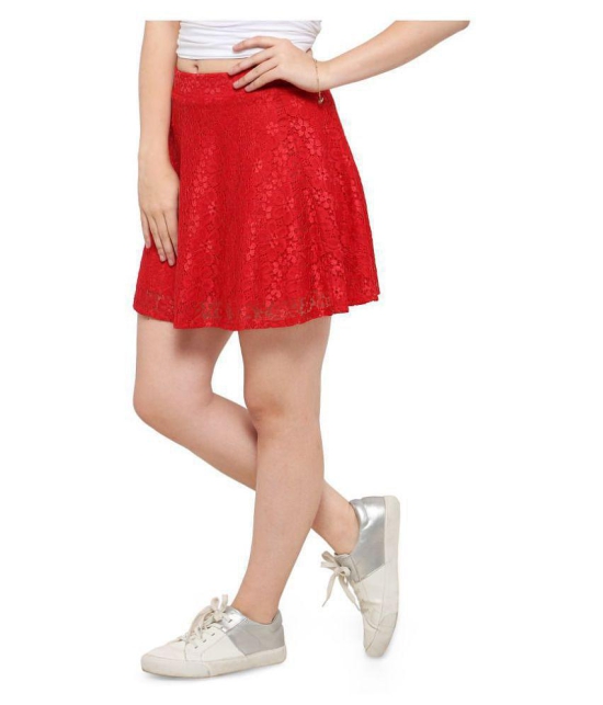 Smarty Pants Crochet Skater Skirt - Red - None