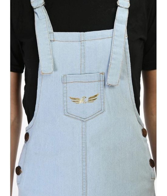 Chrome & Coral Denim Solid Knee Length Womens Dungarees - Blue ( Pack of 1 ) - None