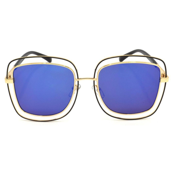 Hrinkar Multicolor Over-sized Sunglasses Styles Multicolor Frame Glasses for Women - HRS329-GLD-BLU