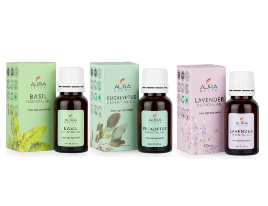 Combo of Any 3 Essential Oils-Basil_Eucalyptus_Lavender