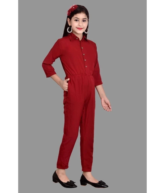 Arshia Fashions - Maroon Crepe Girls Jumpsuit ( Pack of 1 ) - None