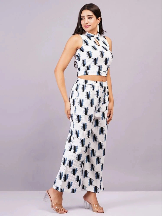 JC4U Blue Printed Palazzo Top Set - None