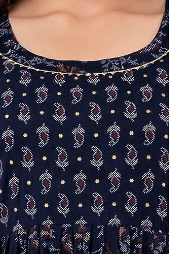 KASHVI Creation Women's Cotton Floral Printed  Maternity Feeding Kurta- (Navy  Blue )