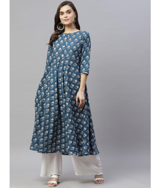 miravan - Blue Cotton Women's Flared Kurti ( Pack of 1 ) - None