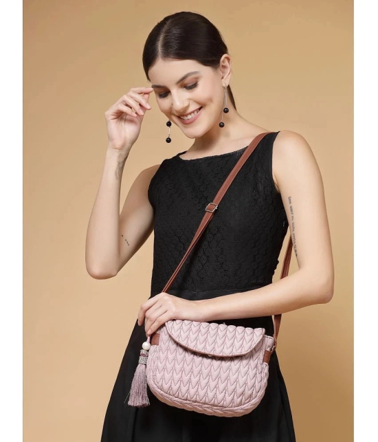 Anekaant Pink Polyster Sling Bag - Pink