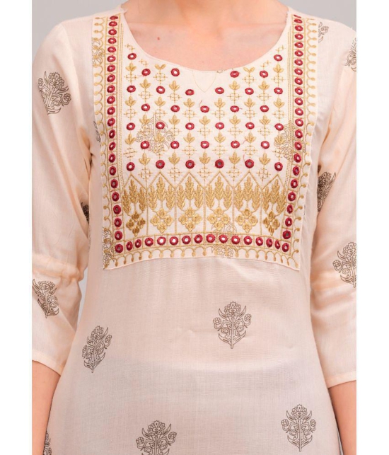 MAUKA Rayon Printed Kurti With Palazzo Womens Stitched Salwar Suit - Cream ( Pack of 1 ) - None