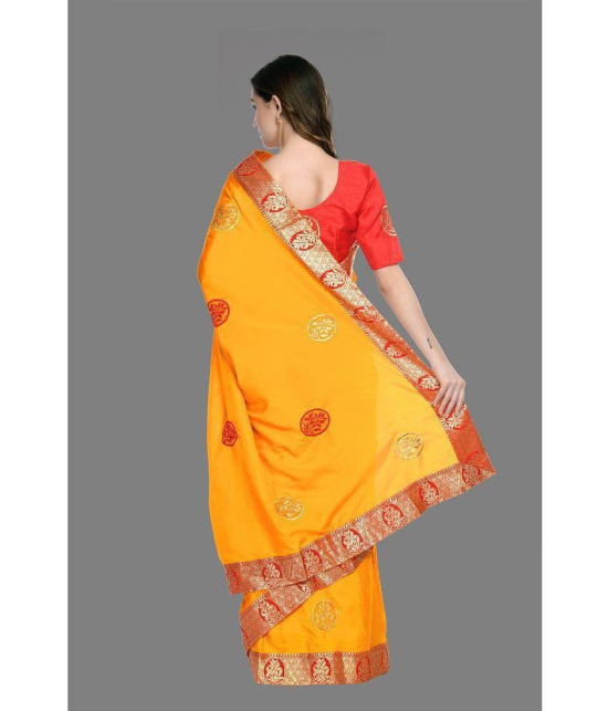 OFLINE SELCTION - Orange Silk Saree With Blouse Piece ( Pack of 1 ) - Orange