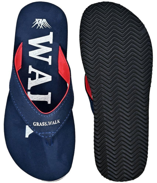 GRASS WALK - Navy Blue Men's Thong Flip Flop - None