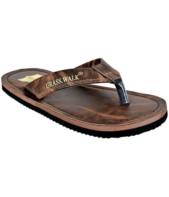 GRASS WALK - Brown Mens Thong Flip Flop - None