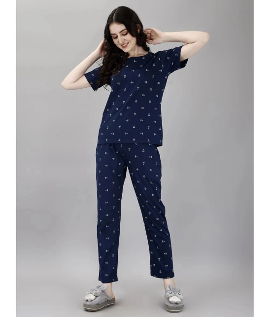 Smarty Pants Blue Cotton Womens Nightwear Nightsuit Sets ( Pack of 1 ) - None